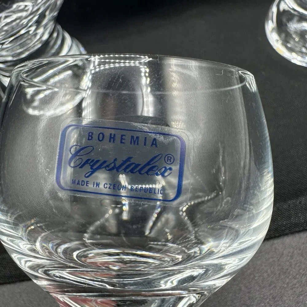 Bohemian Czech Crystal Shot Glasses 3oz Weighted Base Set of 6 Vintage 1990s
